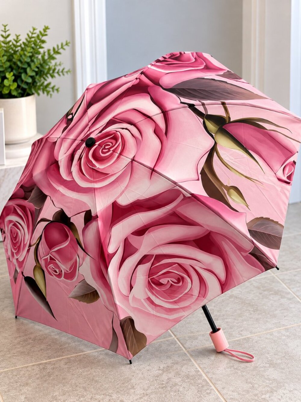 Pink Floral Rose Umbrella 🌹☂️